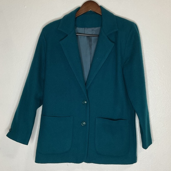 Jamrs River Traders Jackets & Blazers - James River Traders 100% Wool Blazer Teal Green